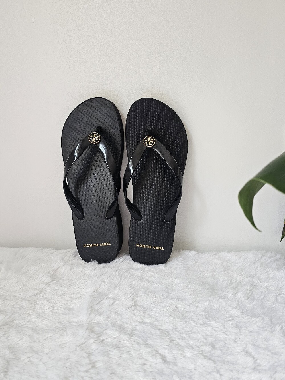 Tory Burch Black Logo Flip Flop Sandals
